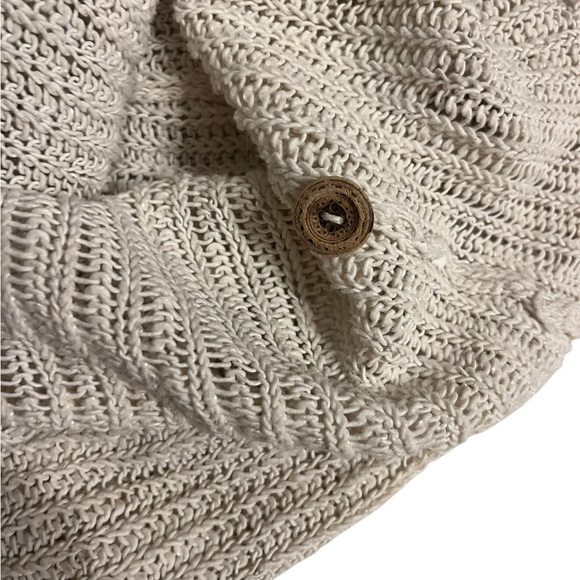 Margaret O’Leary Open Knit Sweater Cardigan Long Line Wooden Buttons Sz M - Picture 7 of 7